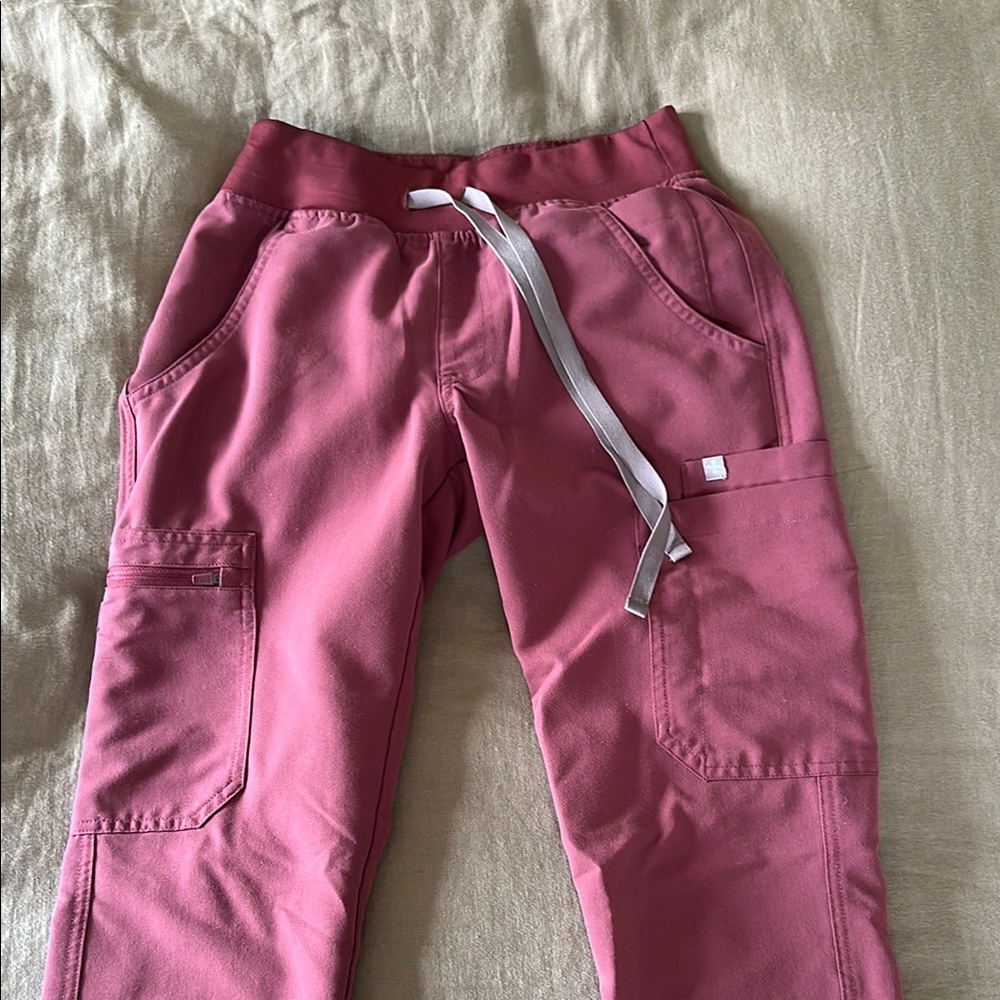 FIGS Yola Skinny Scrub Pants XXS Dark Cherry